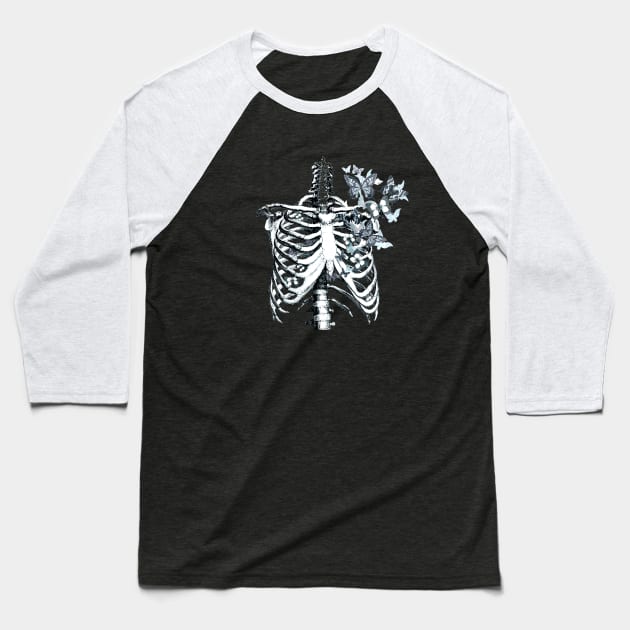 Rib Cage Floral 1 Baseball T-Shirt by Collagedream